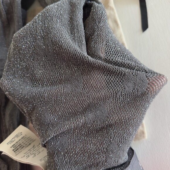 NWT Gucci Knit GG Logo Net Tights in Grey Graphite Shimmer Sz S - Picture 6 of 8